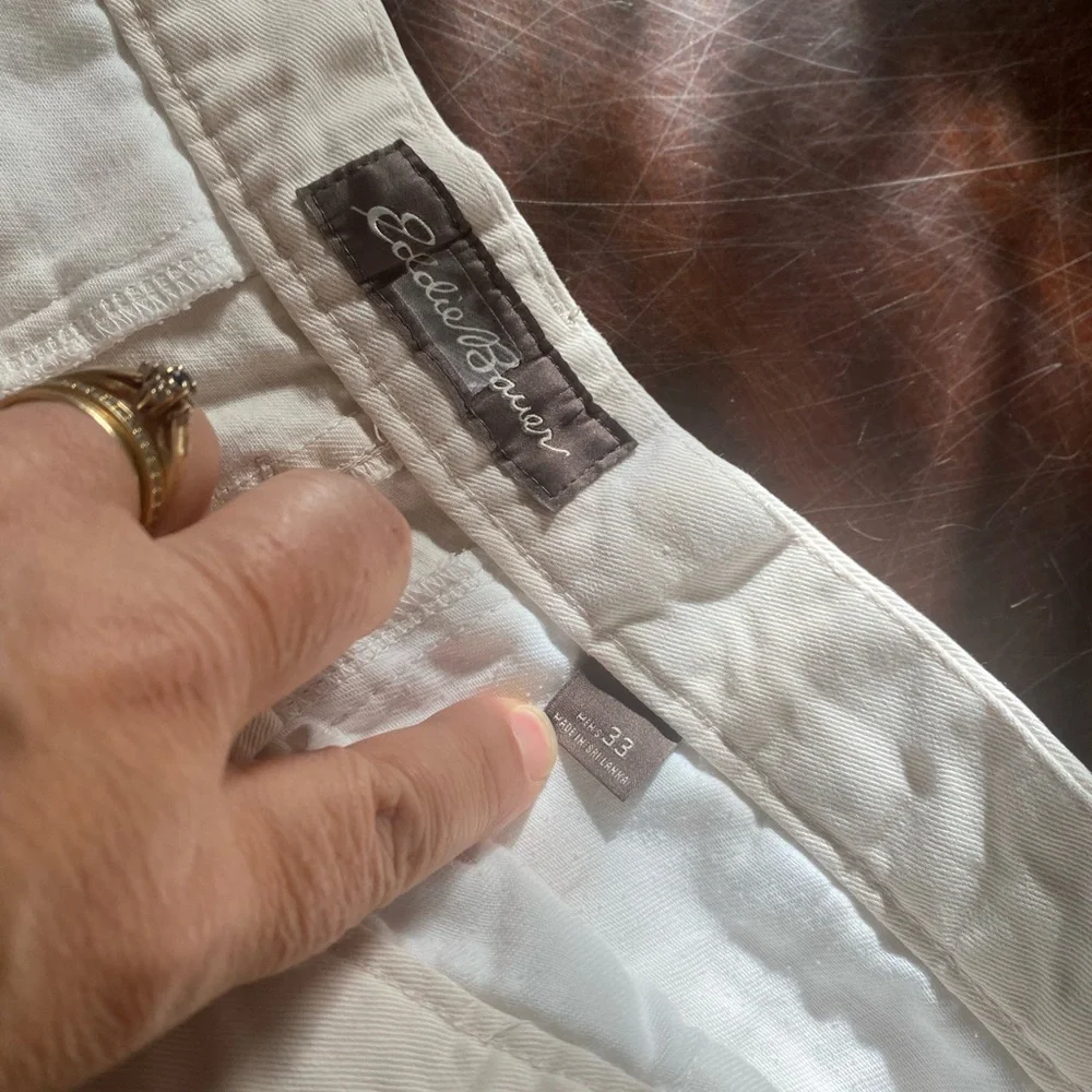 Eddie Bauer Men's White Flat-Front Shorts